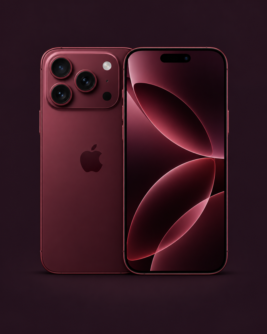 Imagen ilustrativa del iPhone 18 Pro Max color borgoña